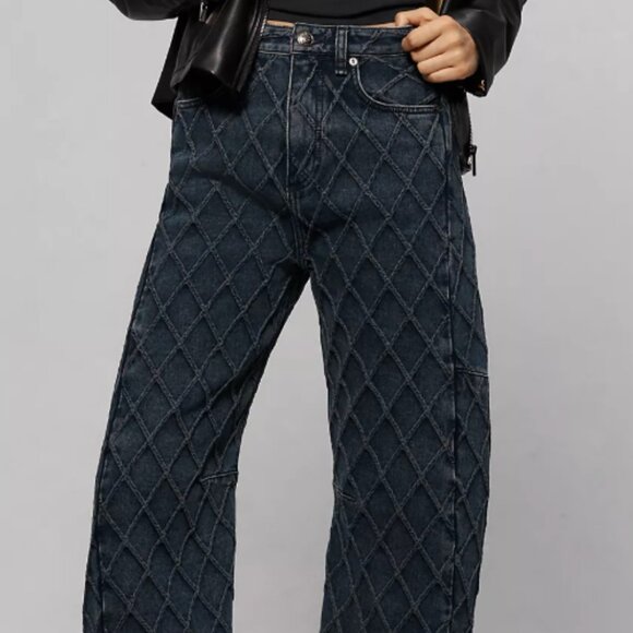 Rag and Bone Charlie High Rise Barrel Jeans in Karina Quilted - Picture 1 of 3